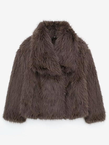 Faux Fur Coats Cozy Winter Women Chic Eco-friendly Fur Jacket In Burgundy