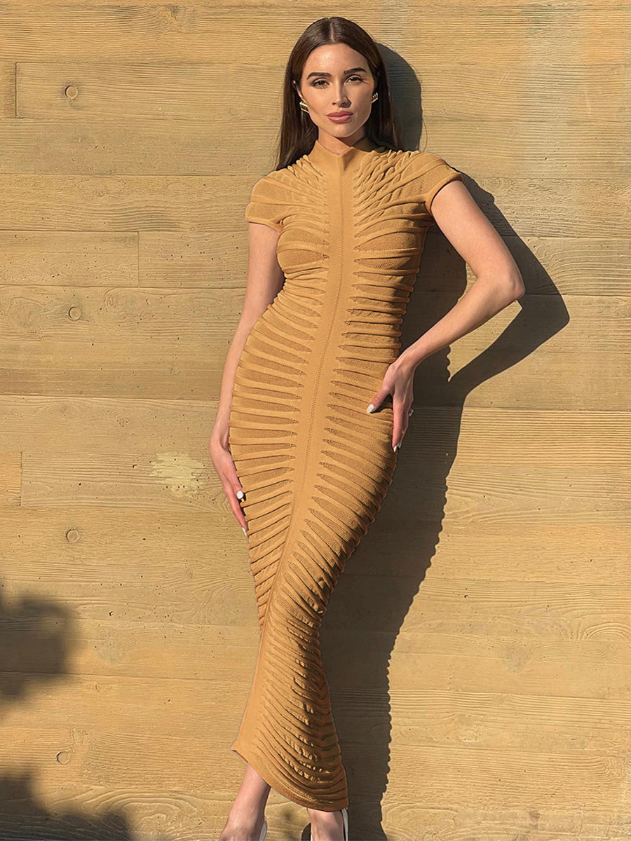 See Through Bodycon Dress Short Sleeve Ruched Night Out Maxi Dresses