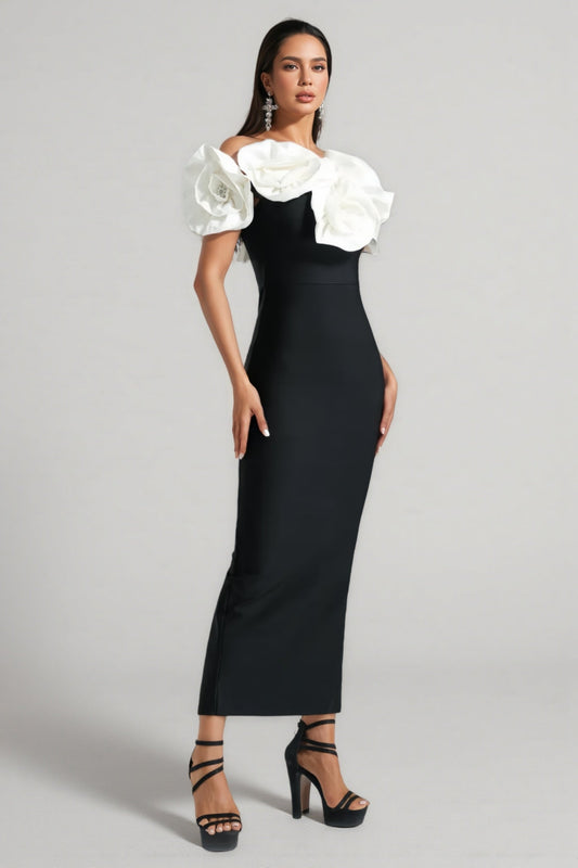 Slaia Flower One Shoulder Maxi Dress