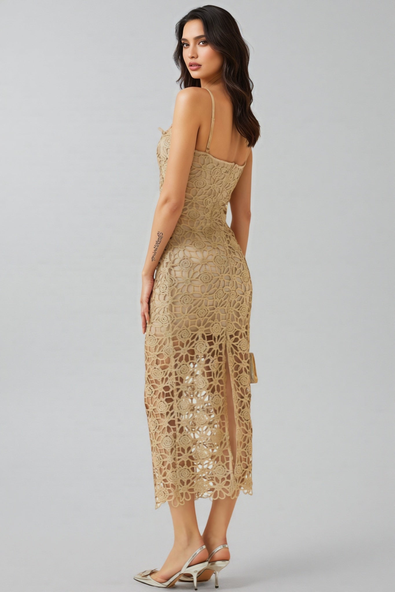 Zephyra Floral Embroidery Midi Dress Set