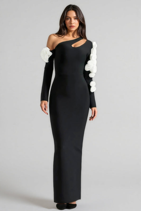 Laila One Shoulder Cutout Slim Bandage Maxi Dress