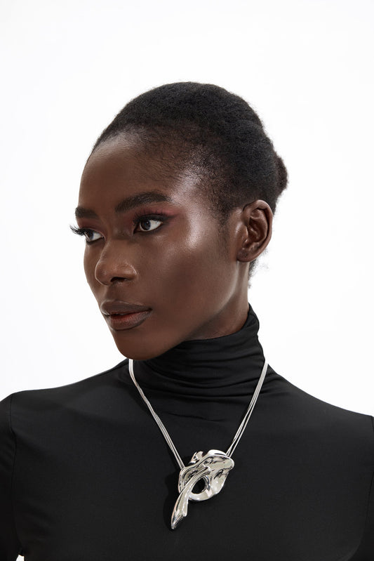 Metal Silver Layered Necklace