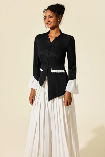 Bell Sleeve V-Neck Blazer & Solid Pants Set