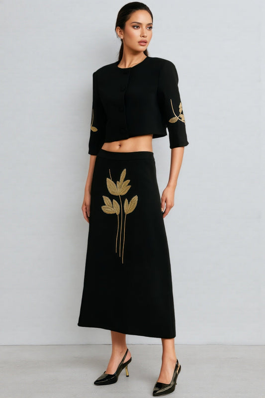 Robin Black Jacket and Skirt Set