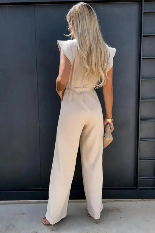 | Ruffle Sleeve Belted Jumpsuit