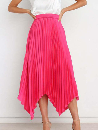 Casual Skirt Vintage Accordion Pleats Handkerchief Long Skirt In Burgundy
