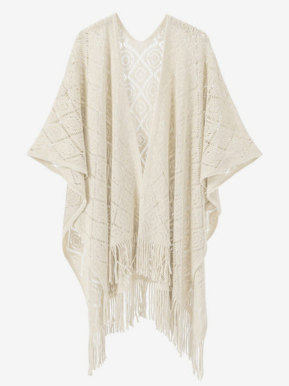 Women Poncho Designed Neckline Light Brown Poncho Cape