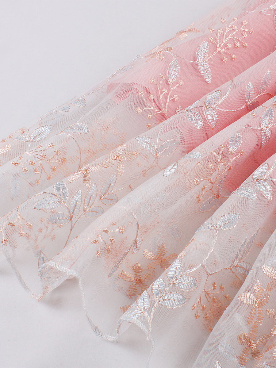 Pink Embroidered Retro Dress A-line 1950s Style Midi Swing Dress For Women 2026