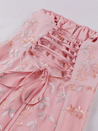 Pink Embroidered Retro Dress A-line 1950s Style Midi Swing Dress For Women 2026