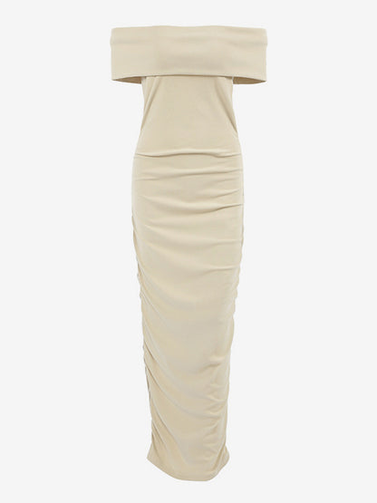 Bodycon Dress Off-Shoulder Slim Fit Elegant Semi-formal Party Ruched Maxi Dress For Women 2026
