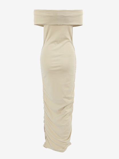 Bodycon Dress Off-Shoulder Slim Fit Elegant Semi-formal Party Ruched Maxi Dress For Women 2026