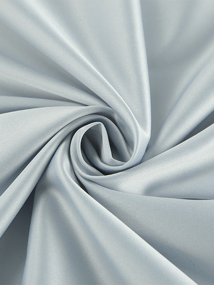 Gray Satin Skirt with Slit High Waisted Solid Color Summer A-line Long Skirt For Women 2026
