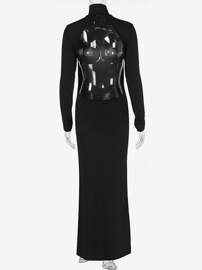 Two Piece Co-ord Set For Women High Turtleneck Top And High-slit Long Skirt Spring Outfit 2026