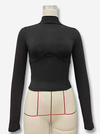 Crop Tops For Women Long Sleeves High Collar Slim Fit T-shirt For Women 2026