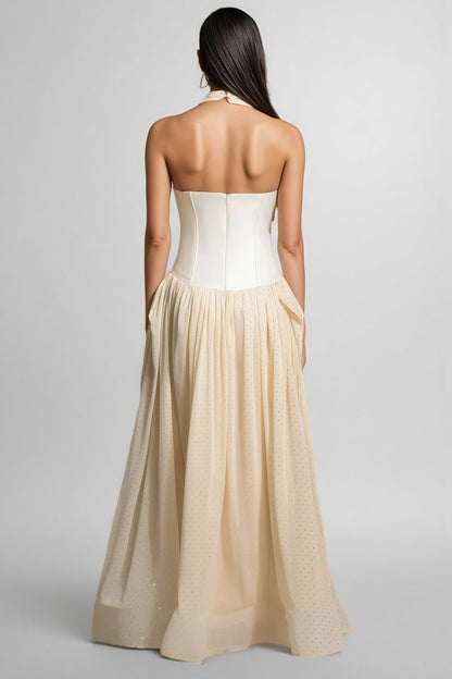 Elsone Halter Sleeveless V-Neck Maxi Dress