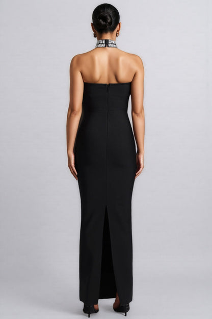 Ereen Sleeveless Diamond Bandage Maxi Dress
