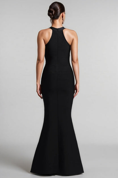 Perley Bandage Halter Fishtail Maxi Dress