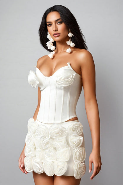 Ramla Sleeveless Flowers Bandage Mini Two Piece Set