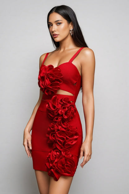 Serela Hollow Out Flowers Bandage Mini Dress