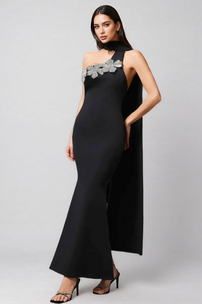 Ridia Sleeveless Black Maxi Dress