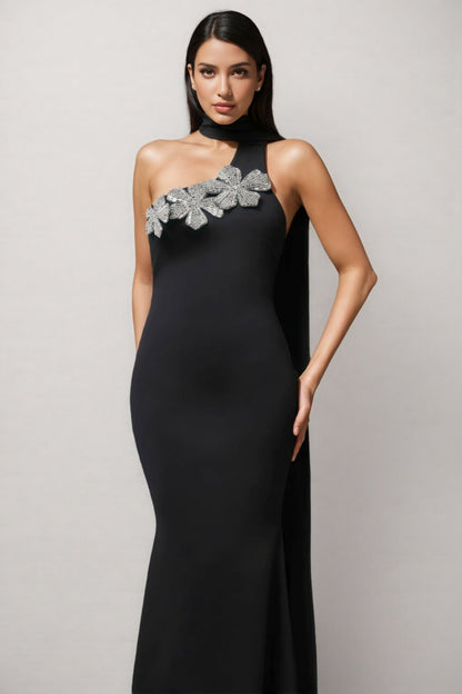 Ridia Sleeveless Black Maxi Dress