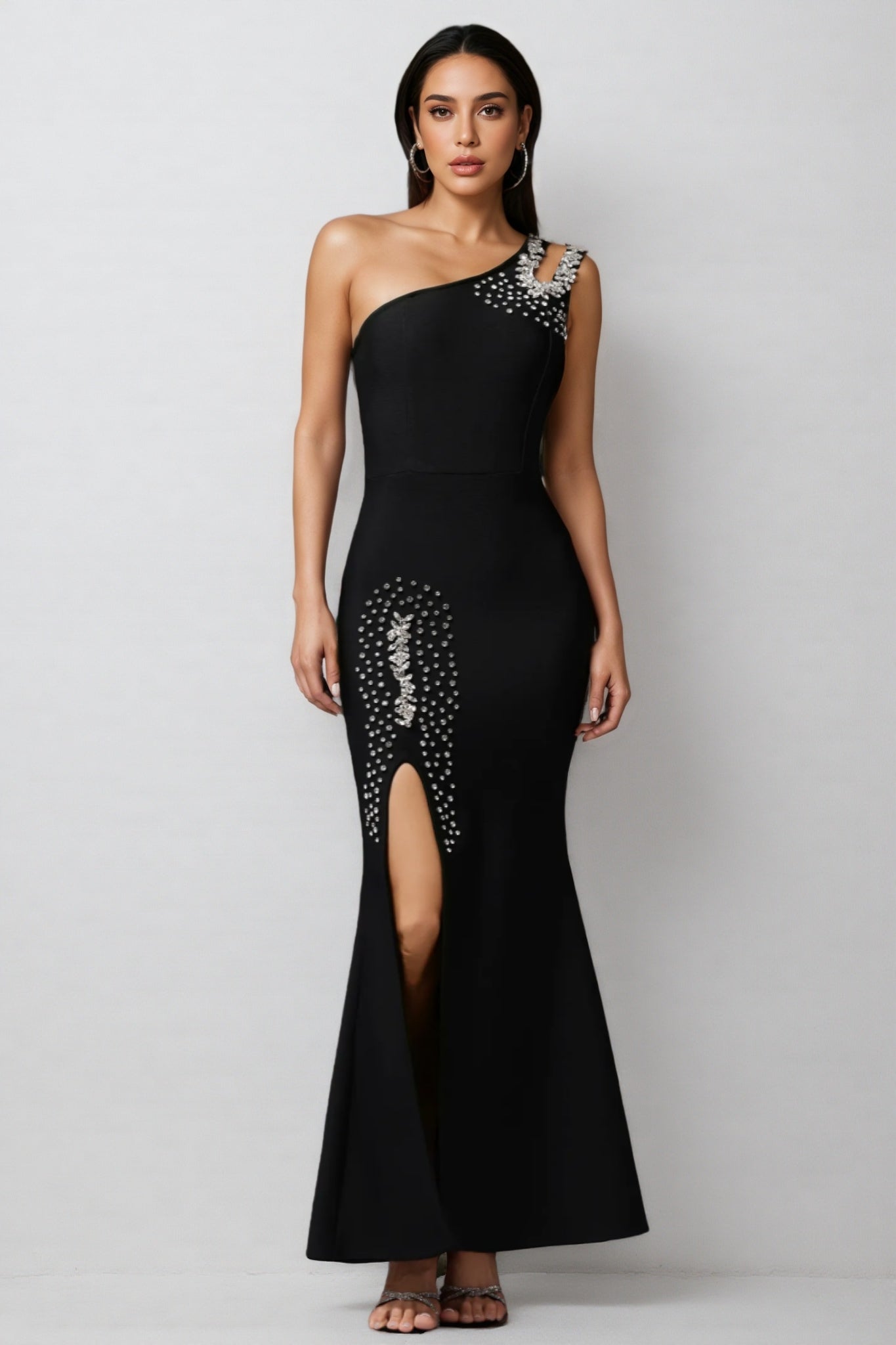 Eloise Sleeveless Diamond Slit Bandage Maxi Dress