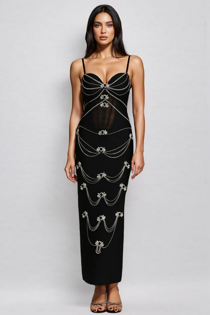 Zohara Sleeveless Diamond Bandage Maxi Dress