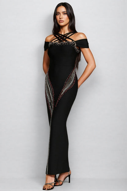 Vella Sleeveless Diamond Hollow Out Bandage Maxi Dress
