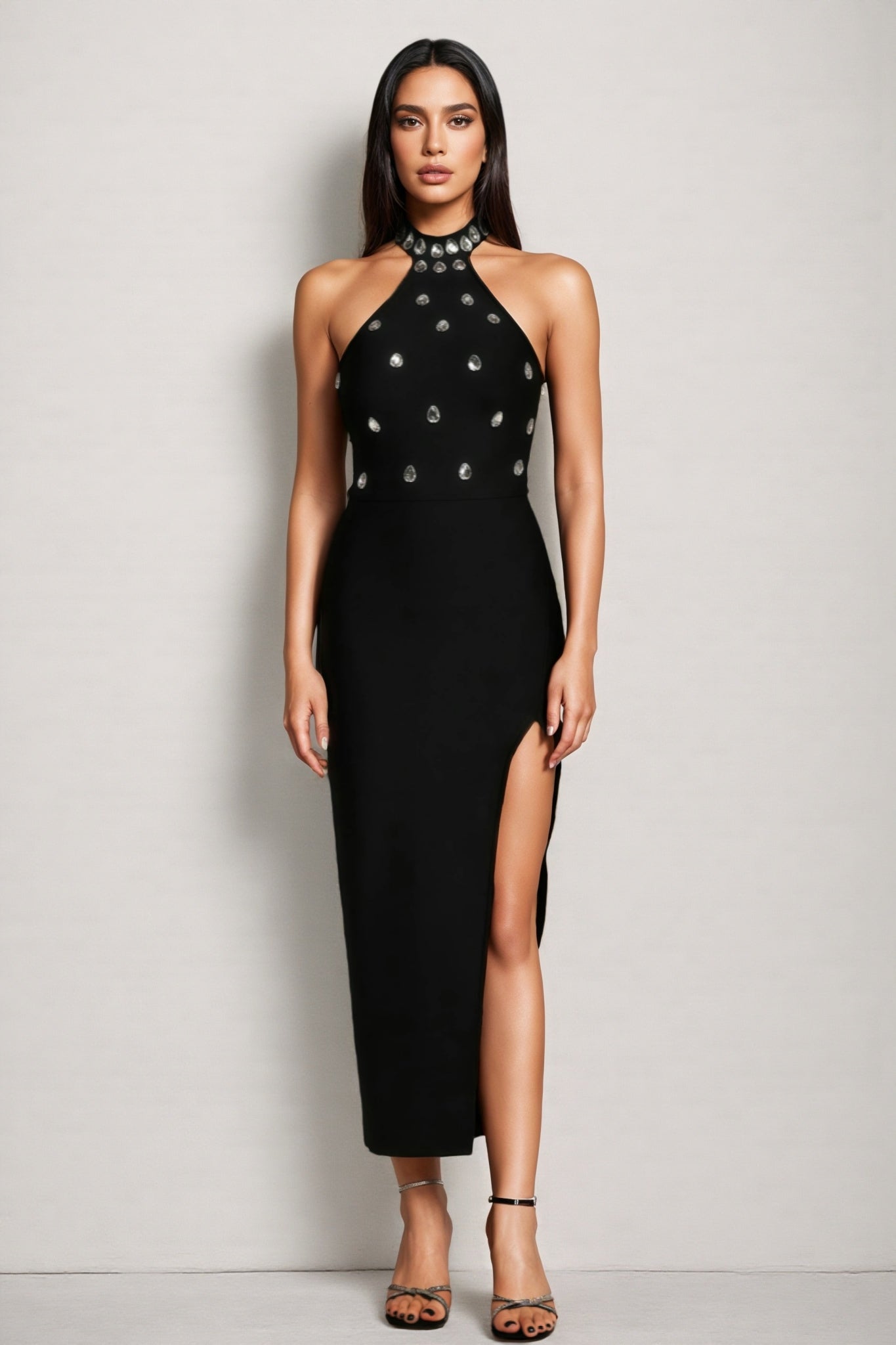 Weirdo Sleeveless Diamond Slit Bandage Midi Dress