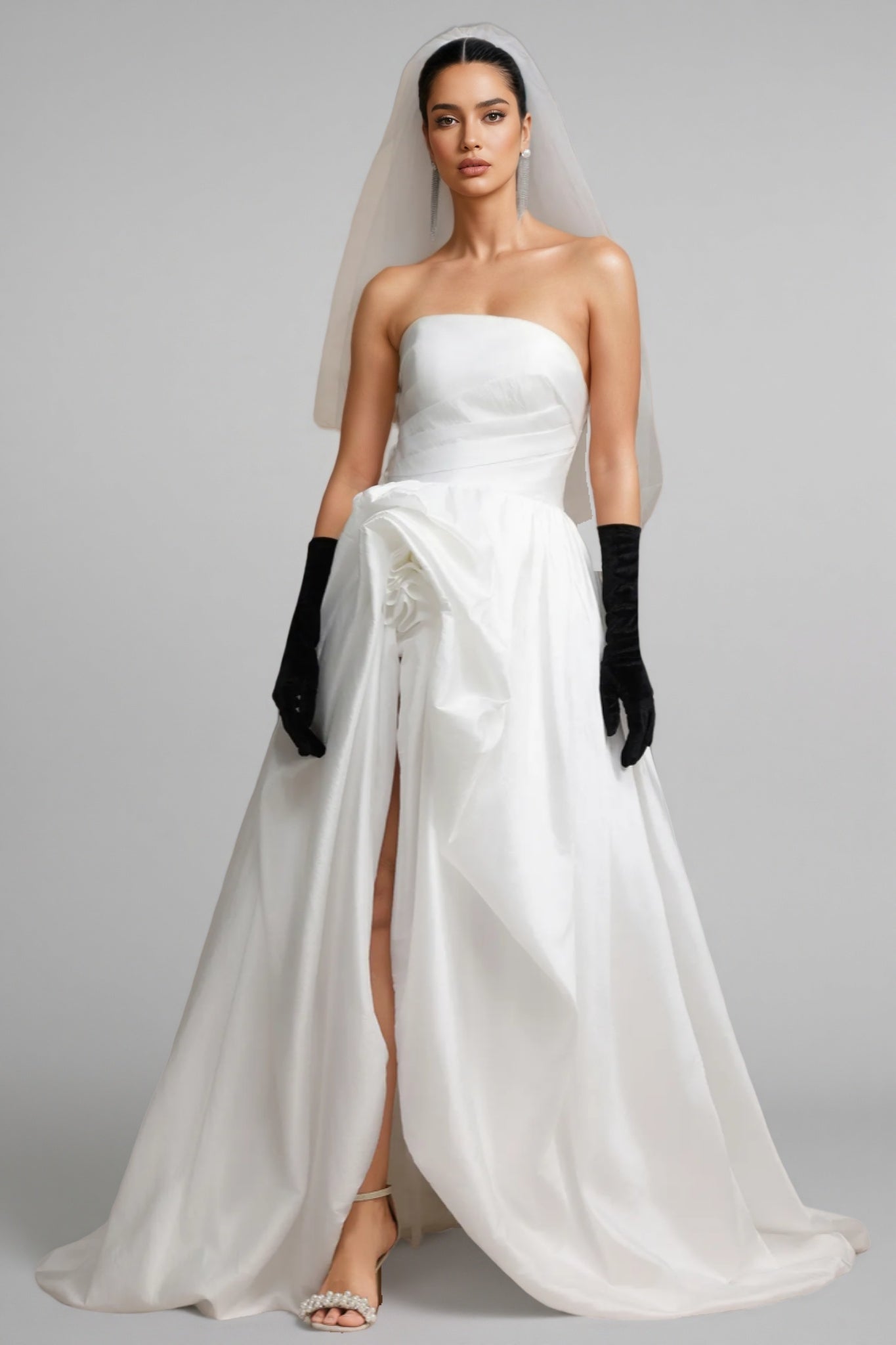 Lexi White Strapless Wedding Maxi Dress