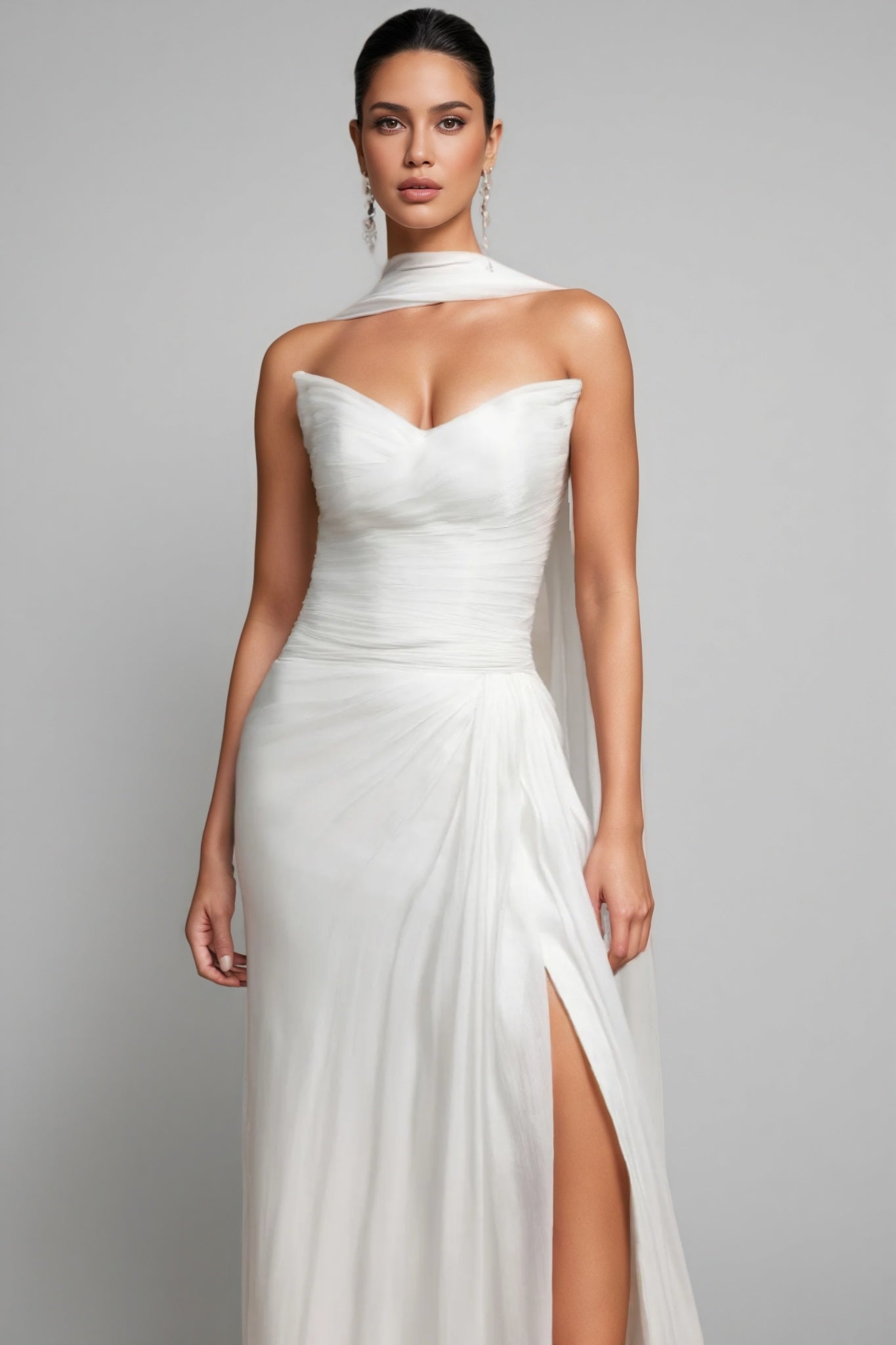 Rafik Pleated Strapless Wedding Maxi Dress