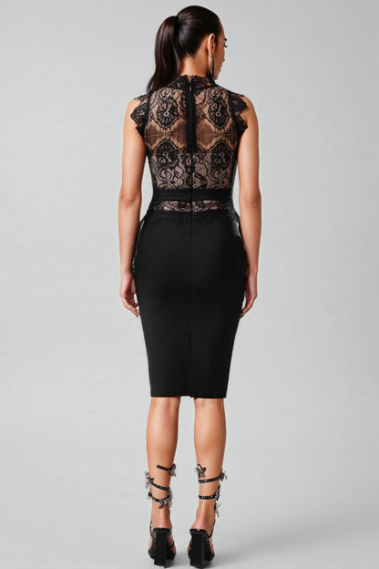Vanessa Sleeveless Lace Bandage Midi Dress