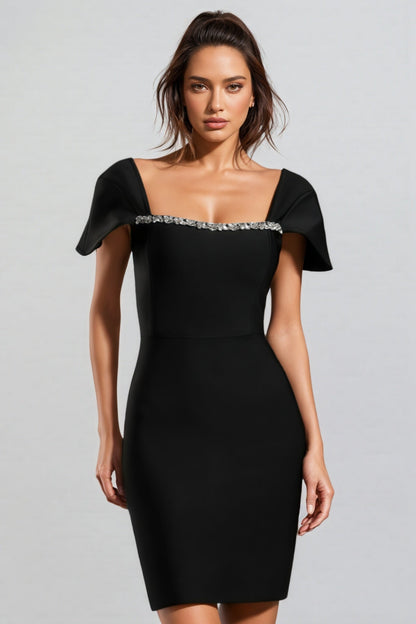 Frida Short Sleeve Diamond Bandage Mini Dress