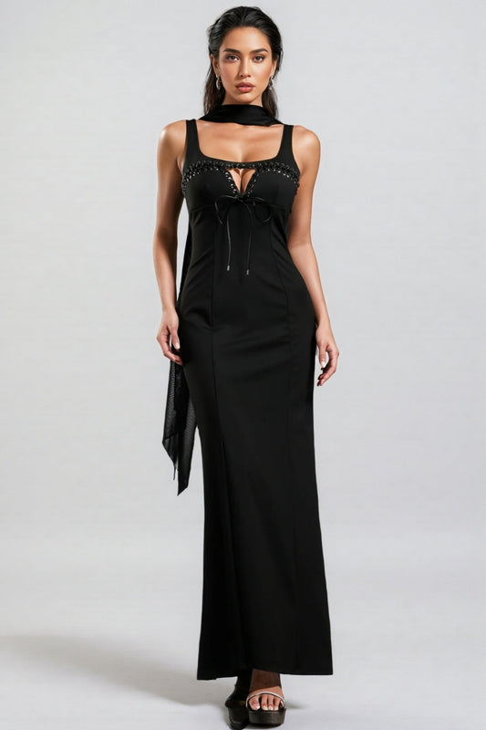Simeon Sleeveless Ribbon Bandage Maxi Dress