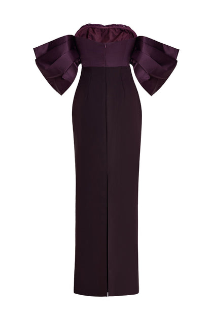 Satin Splicing Off-Shoulder Midi Dress
