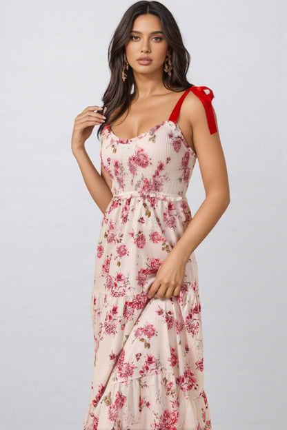 Barbsd Red Floral Maxi Dress