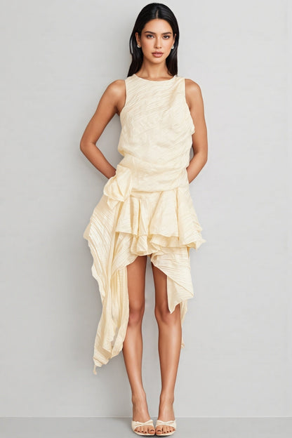 Aella 3D Floral Irregular Ruffle Mini Dress