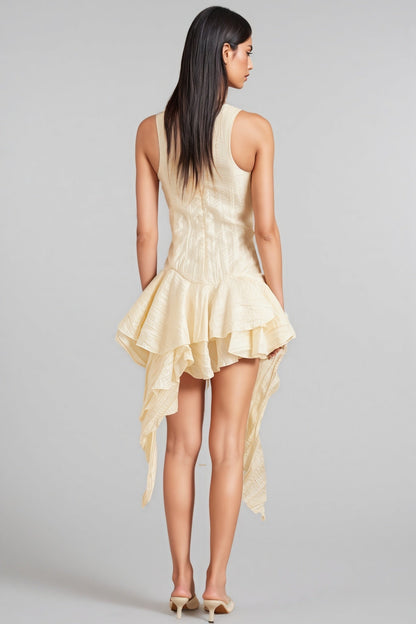 Aella 3D Floral Irregular Ruffle Mini Dress