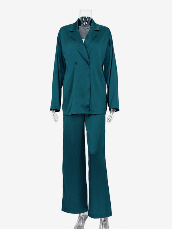 Satin Suit Blazer And Pants Spring Two Piece Co-ord Set For Women 2026