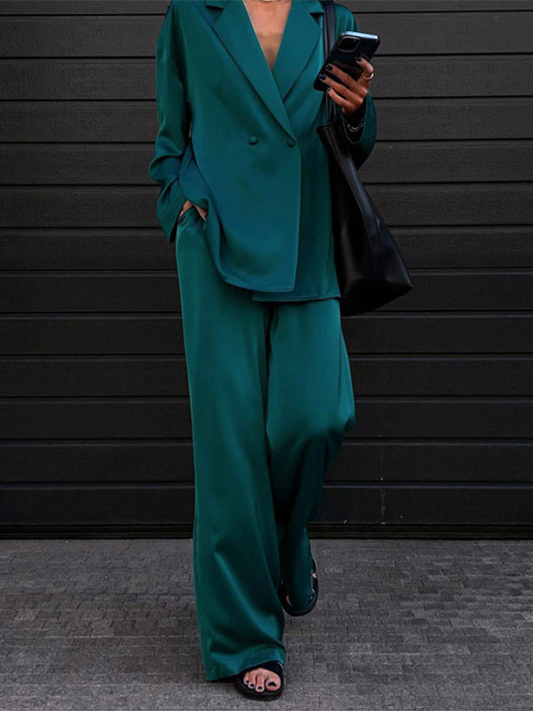 Satin Suit Blazer And Pants Spring Two Piece Co-ord Set For Women 2026