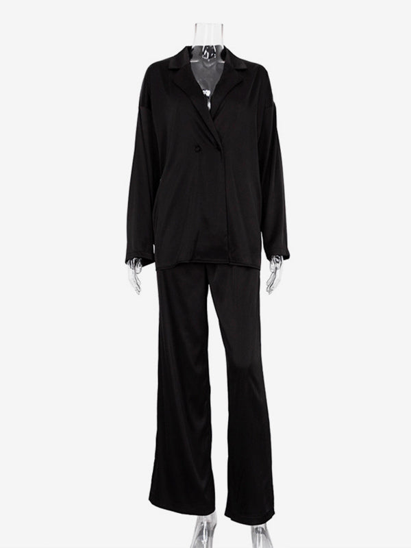 Satin Suit Blazer And Pants Spring Two Piece Co-ord Set For Women 2026
