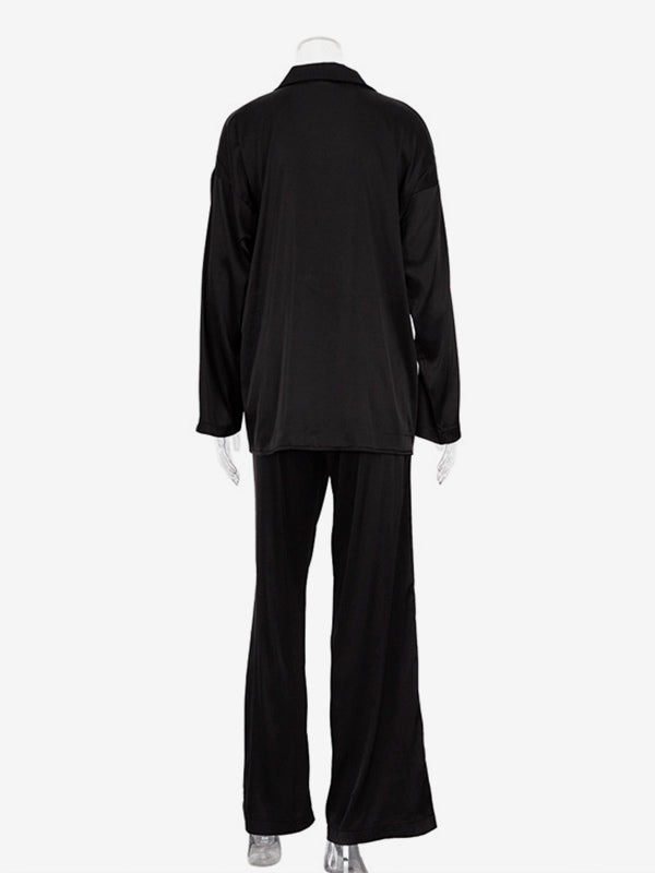 Satin Suit Blazer And Pants Spring Two Piece Co-ord Set For Women 2026