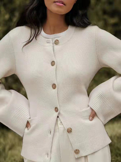 Crew Neck Knitted Cardigan Spring Casual Tops For Women 2026