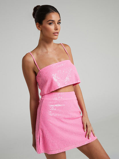 Sequin Two Piece Co-ord Set Crop Top And Mini Skirt Birthday Party Outfit For Women 2026