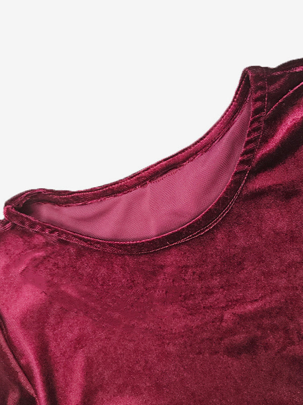Elegant Velvet Mini Dress With Ruffle Hem Long Sleeve Bodycon Dress For Women 2026