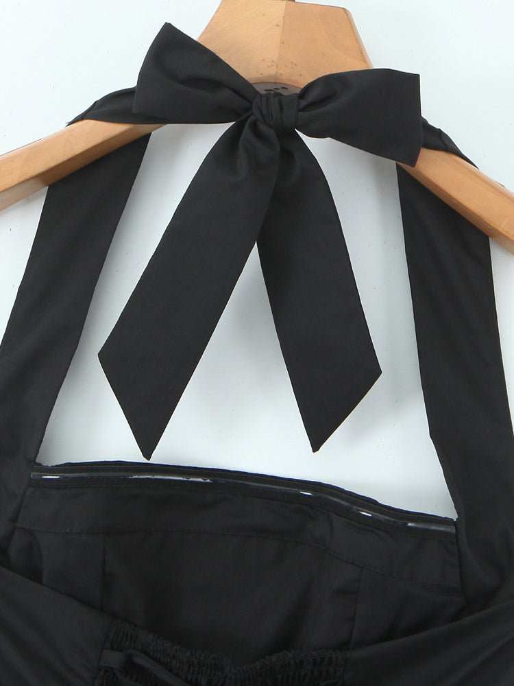 Halter Mini Dress In Black Square Neck A-Line Sexy Birthday Party Dress For Women 2026