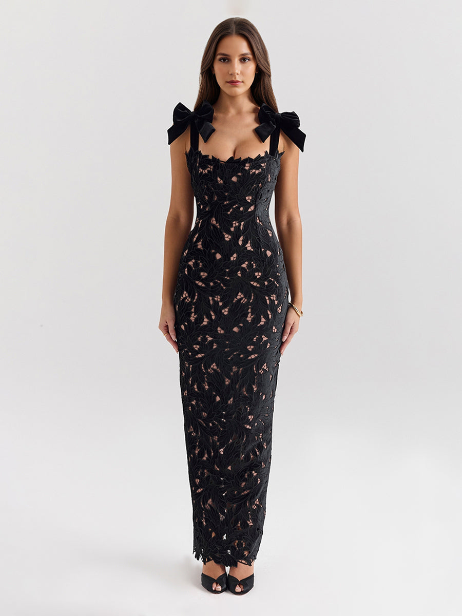 Bodycon Long Dress With Bow Straps Summer Long Party Dress For Women 2026