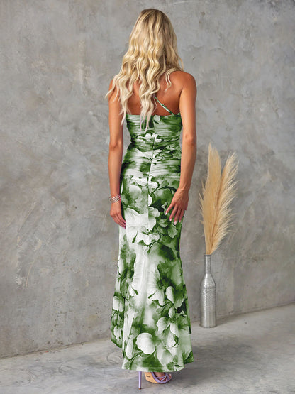 Floral Print One-Shoulder Long Dress For Women 2026