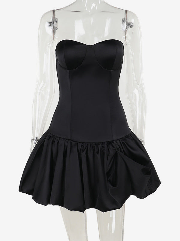 Strapless Mini Dress Ruffled Hem Fitted Bodice Birthday Party Dress For Women 2026