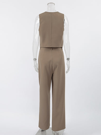 SummerTwo Piece Co-ord Set Outfit Asymmetrical Top And Straight Pants For Women 2026